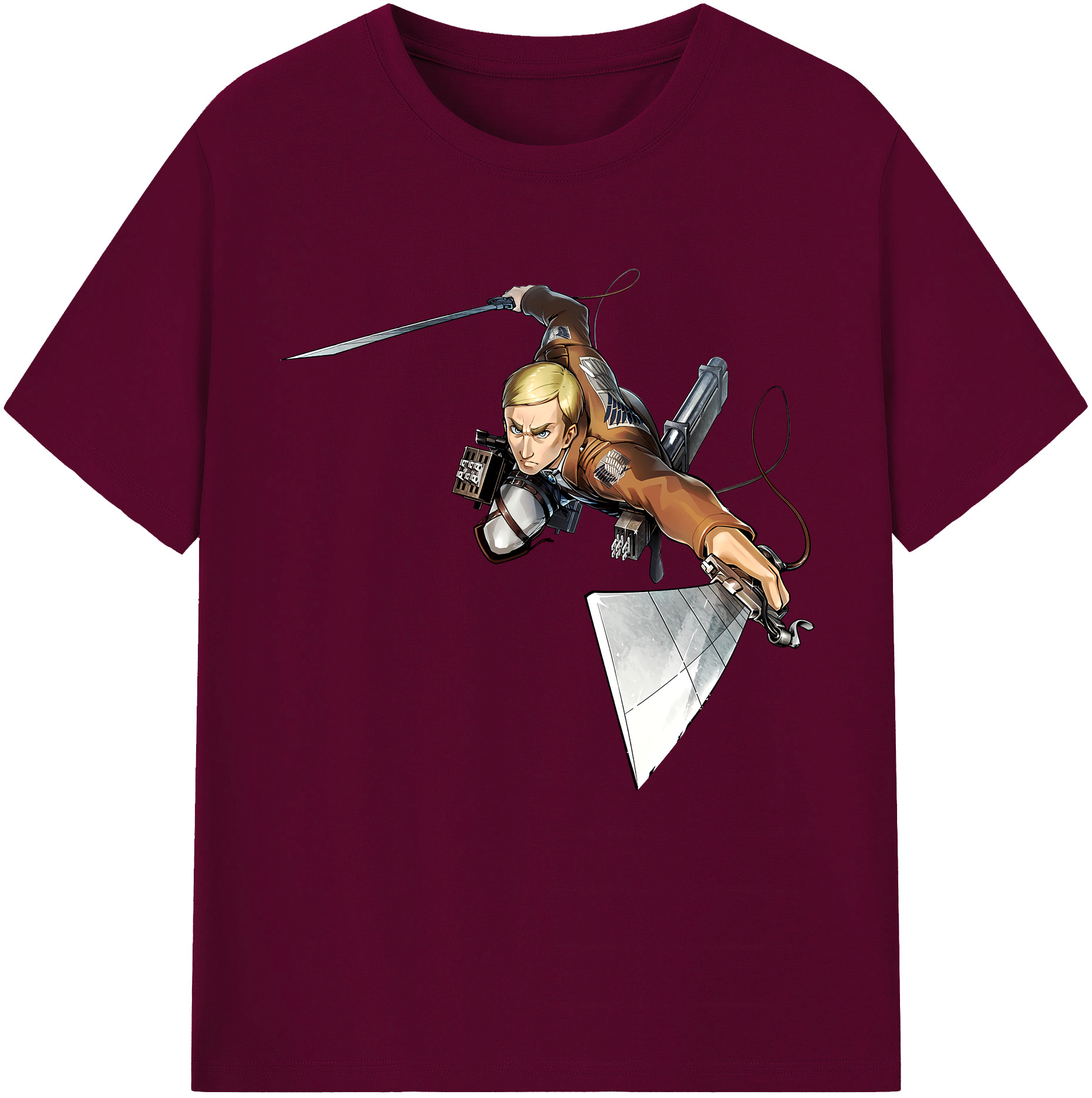 （画像用） 進撃の巨人 エルヴィン・スミス Attack on Titan Erwin Smith レディースカジュアルプリントTシャツ（綿100％）